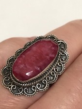 Beautiful Vintage Ruby Sterling Silver Ring. Size 7