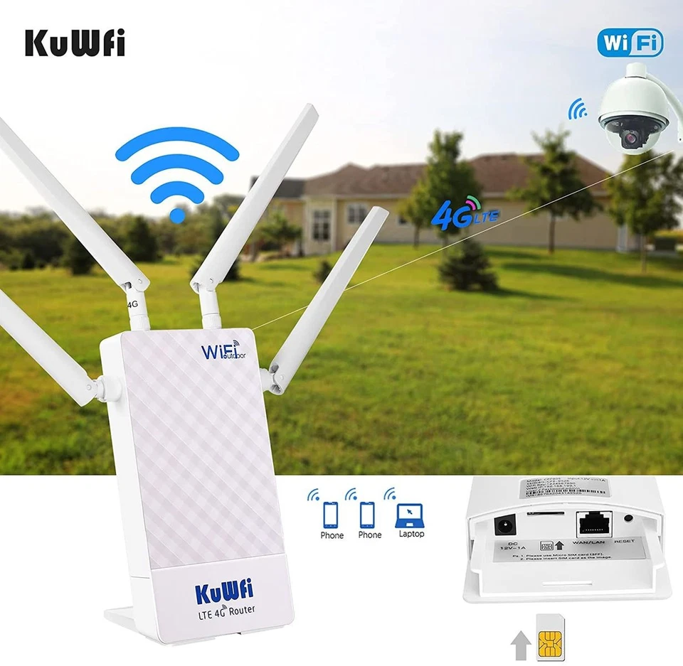 KuWFi 4G LTE Box Wasserdicht 300Mbps Externe SIM SMA-Anschluss IP-Kamera B1-B7-B - Bild 4 von 4