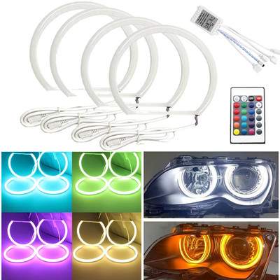 Cotton LED RGB Halo Rings Angel Eyes SMD 4pcs For BMW E46 E39 E36 E38 Headlights