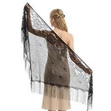 Quilax Black Lace Triangle Scarf Shawl, Sheer Shawl Wraps for Women for