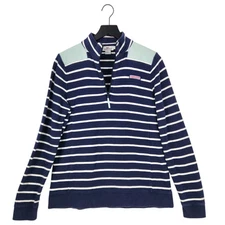 Vineyard Vines 1/4 Zip Up Pullover Sweater Large Striped Beach Resort Golf Boat