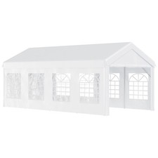 Outsunny Gazebo da Giardino 8x4m con Pareti Rimovibili e Finestre Bianco