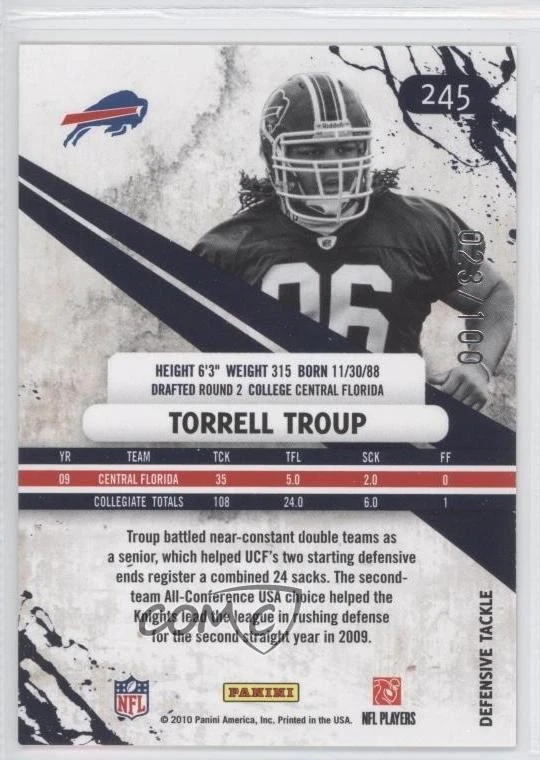 2010 Panini Rookies & Stars Longevity Rookie Ruby /100 Torell Troup Torrell RC - Image 2 of 2