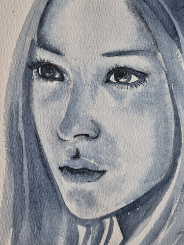 Original watercolor painting woman portrait girl fase female art OOAK 5X7 " - Picture 4 of 10