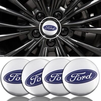 4x 56mm Nabendeckel Für Ford Logo Emblem Aufkleber Radkappen Felgen Aluminium