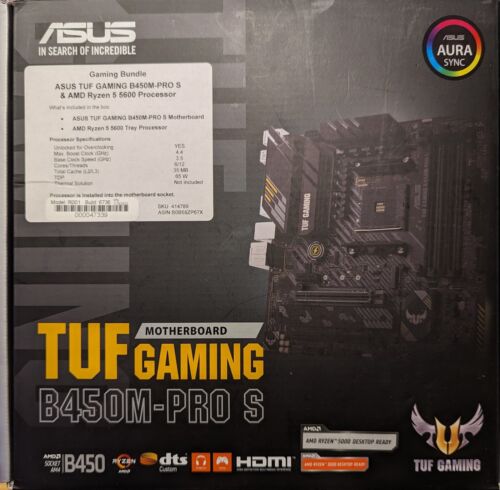 ASUS TUF Gaming B450M-PRO S AMD AM4 (5th Gen Ryzen Ready) Micro ATX Motherboard - Picture 1 of 11