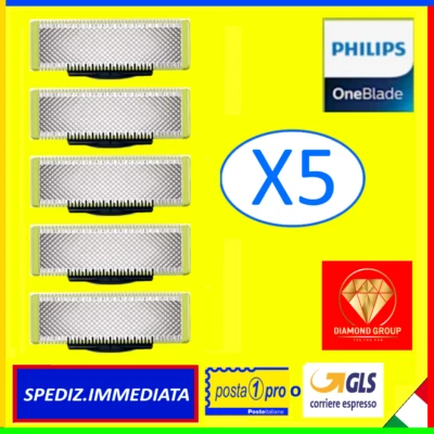 5 LAME LAMETTE X RASOIO PHILIPS ONEBLADE QP2530 QP2724 TESTINE 💎DIAMOND💎