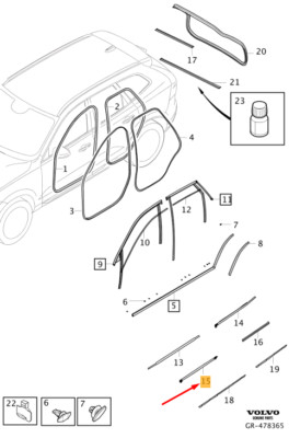 VOLVO XC60 MK2 Front Right Door Inner Belt Weatherstrip 32211409 NEW ...