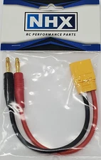 NHX RC XT90 Male Charging Cable w/ 4.0mm Banana Connector Adapter 12 AWG 6" Wire