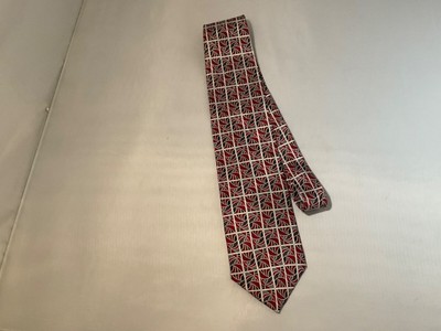 Umberto Bossi 100% Silk Men s Necktie Handmade Italian Red/Gray NWT -T2