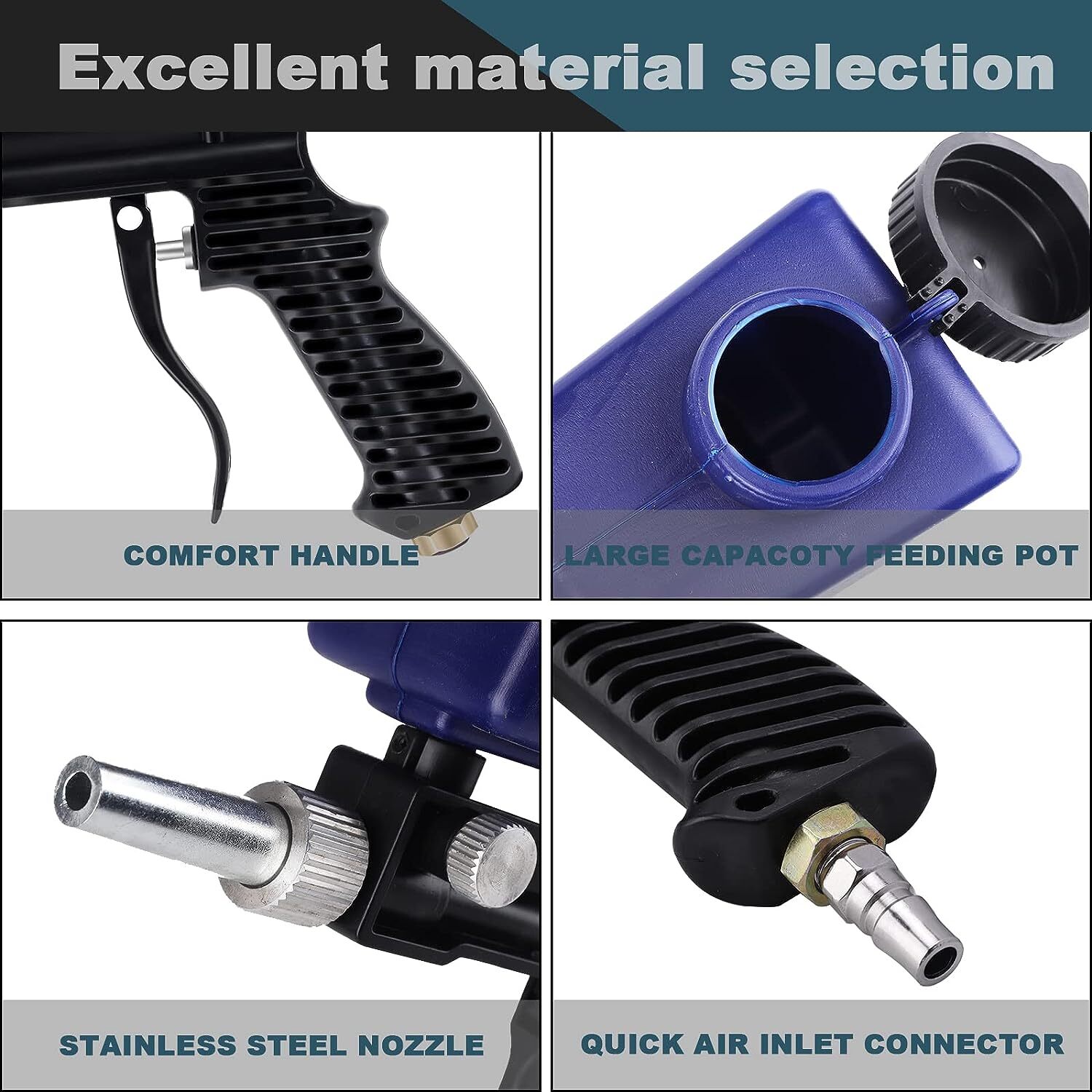 Gravity Sand Blaster Gun Soda Spray Tool Air Compressor Pneumatic