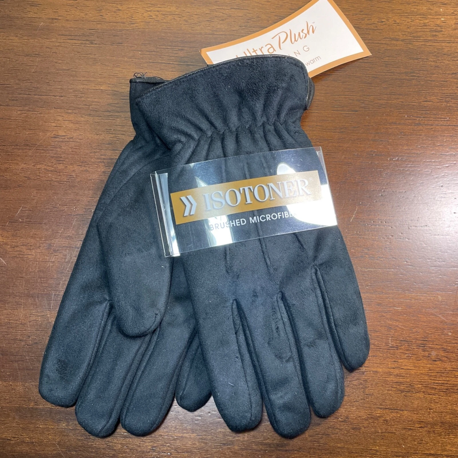 Isotoner ISO Men Winter Gloves Brushed Microfiber Microluxe Lined Black Medium M