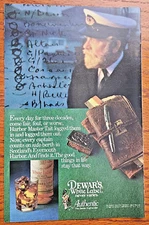 1983 Dewar's White Label Scotch Harbor Master Vintage Print Ad Home Bar Scottish