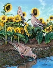 Limited Edition Mourning Dove Print Giclee By Wildlife Artist Roby Baer PSA