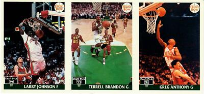 1991 Front Row Promo Panel Larry Johnson Terrell Brandon Greg Anthony VF