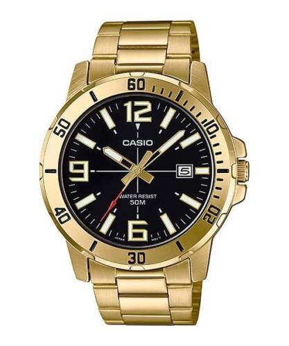 Casio MTP-VD01G-1B Men's Enticer Gold Tone Black Dial Casual Sporty Watch