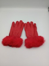 Alpine Swiss Women's Red Faux Fur Trim Super Soft Leather Gloves Size XL Warm