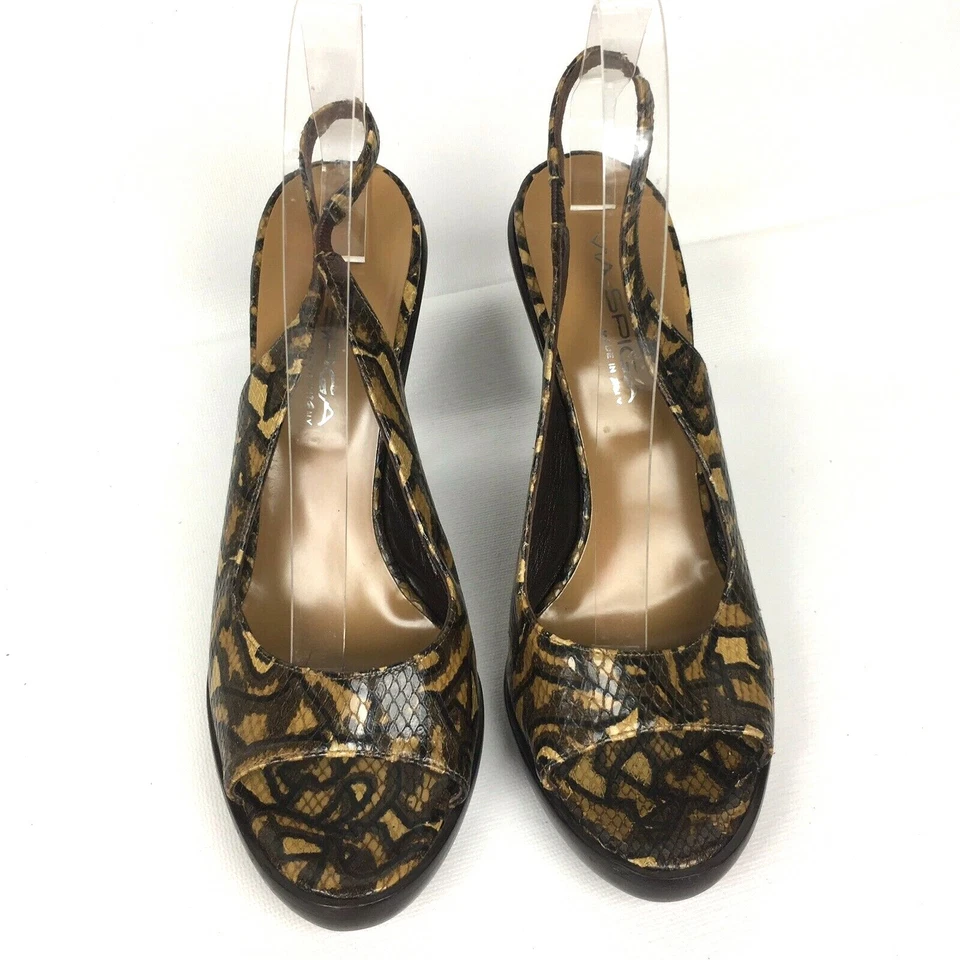 Sandalias VIA SPIGA de cuero con estampado de reptiles con cordones gruesos punta abierta talla 8,5 M Foto 2 de 4