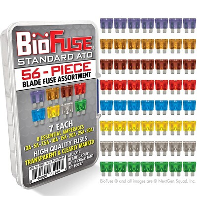 BioFuse  Standard ATO 56 Piece Blade Fuse Assortment AUTO CAR TRUCK MARINE FUSES
