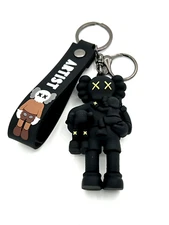 3D Kaws Keychain ( BlackCarrying) Figure Keyring and Hand Strap