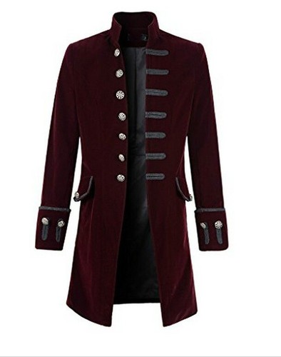 Mens Vintage Gothic Steampunk Jacket Military Blazer Frock Pirate Coat Outwear - Picture 1 of 11