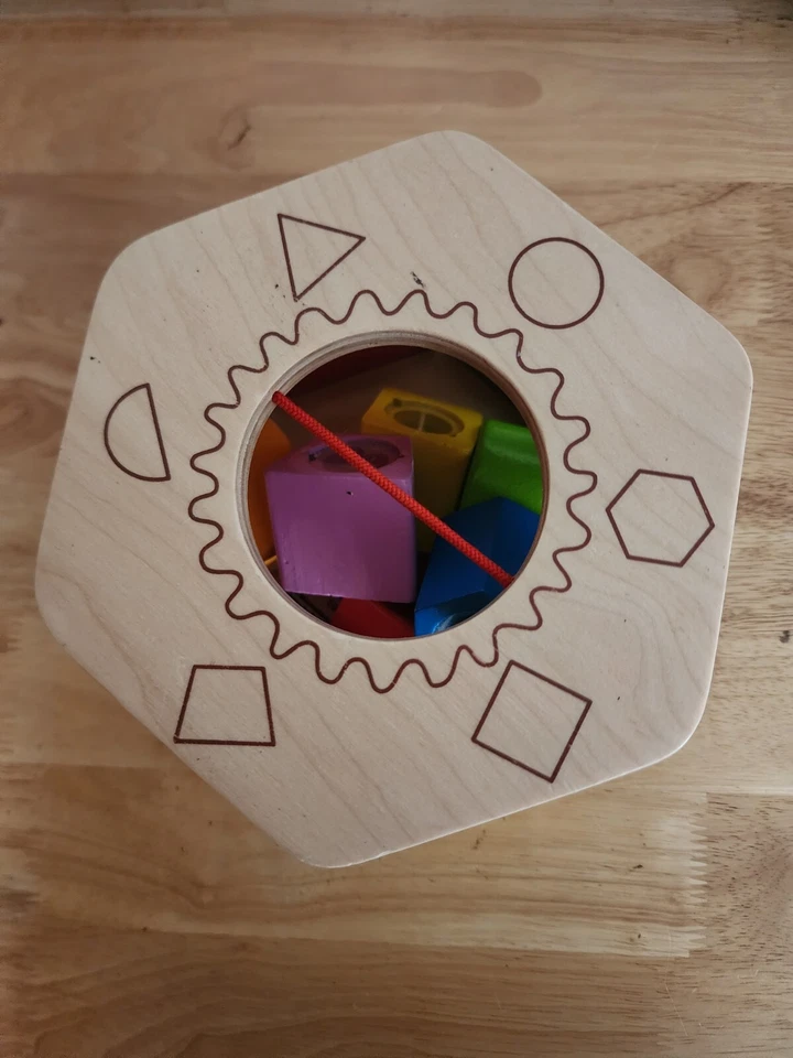 HAPE Wooden Shape Sorter Rolling Activity Toy Sensory Matching Montessori - Image 3 of 4
