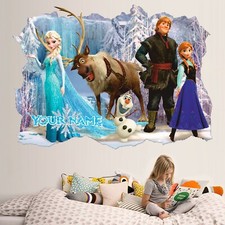 Frozen 3D Wall Sticker, Personalized Princess Wall Decal, Decor