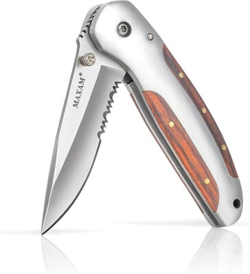 MAXAM Liner Lock Serrated Folding Pocket Knife - 4''