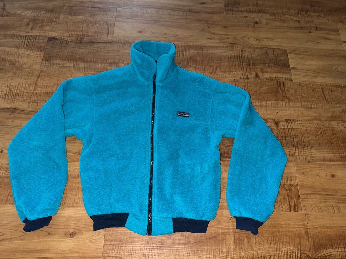 VTG 90s Patagonia Womens 9/10 Blue Fleece Full Zip Jacket Size