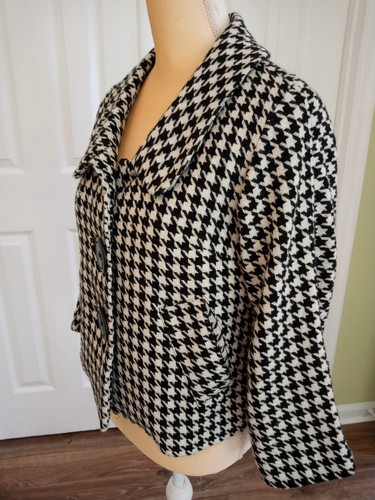 Lapis Houndstooth Blazer Jacket Women's Fully Lined XS Black White Pockets - Picture 5 of 10