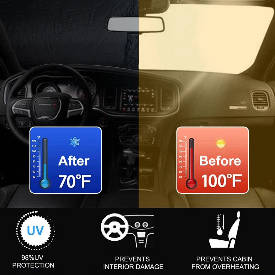 Ajuste personalizado para Dodge Charger 2011-2024 parabrisas delantero parasol cubierta parasol Foto 4 de 4