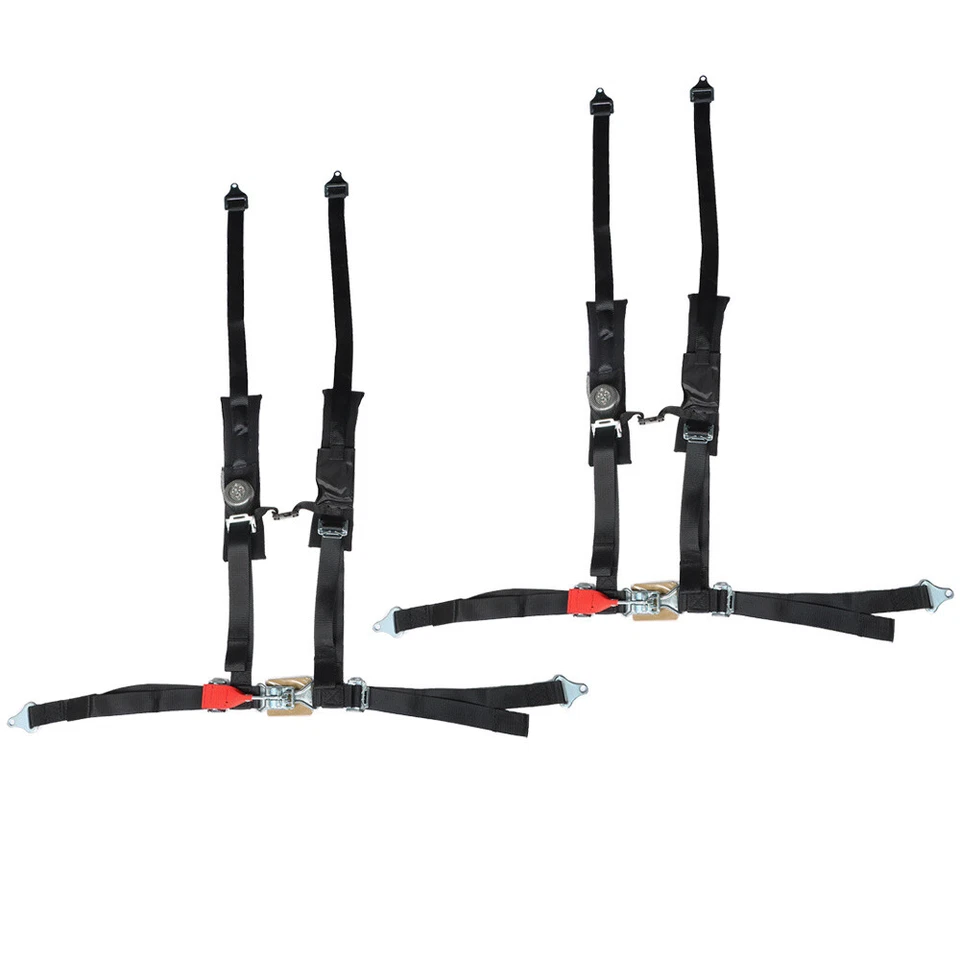 Black Seat Belt Harness Pair Of 4 Point 2" Padded For 2013 Polaris RZR S 800 EFI - Image 3 of 4