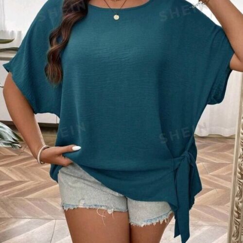 SHEIN Plus Batwing Sleeve Knot Side Blouse-Size 3XL-NWOT - Picture 2 of 9