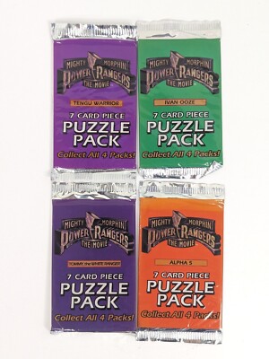 Mighty Morphin Power Rangers Puzzle Pack 4 Booster Packs 1995 Complete Set 
