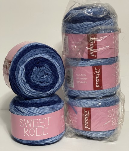 5 Rolls Premier Yarns 1047-02 Sweet Roll Yarn-Blueberry Swirl - 第 1/9 張圖片
