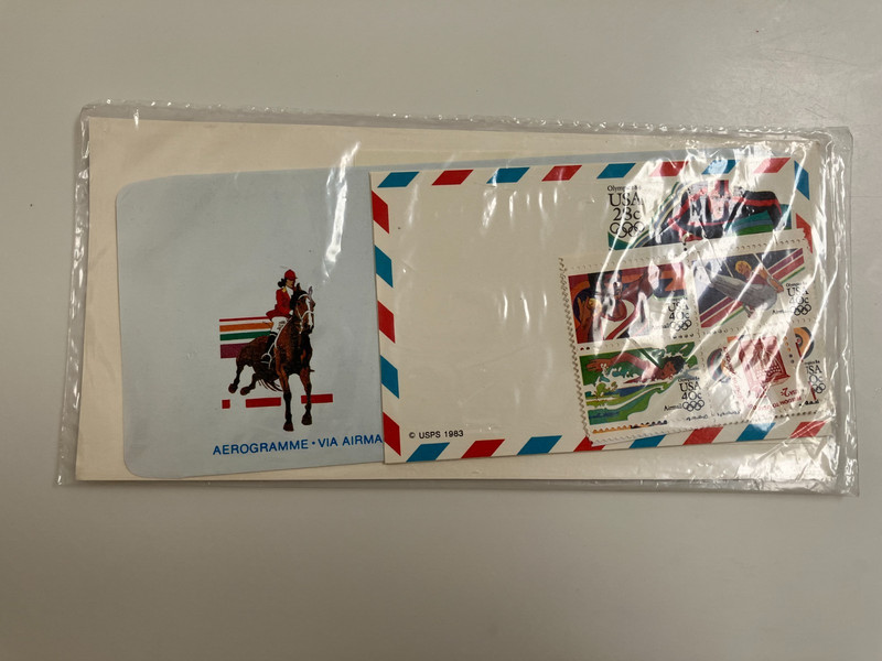 SEALED 1984 OLYMPIC COMPLETE STAMPS AND STATIONERY PACKET/W 4 EXTRA ENVELOPES