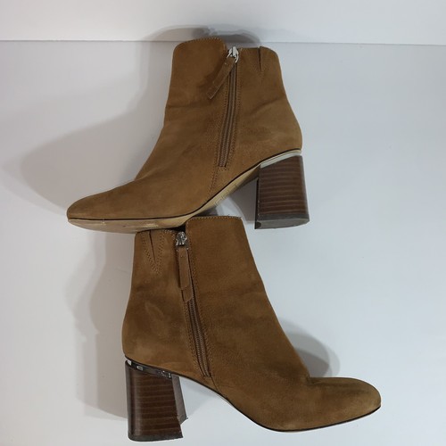 Aldo Gwulia Wildleder-Stiefeletten seitlicher Reißverschluss Blockabsatz hellbraun Damengröße 7,5 - Bild 8 von 12