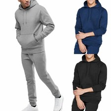 Men's Lightweight Cotton Suit Complete Pants and Hoodie Knit Blue Black