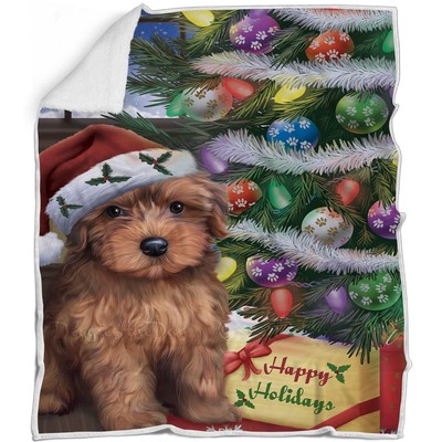 Yorkipoo Dog Blanket - Christmas Tree with Presents - Super Soft & Warm Pet T...