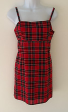 URBAN OUTFITTERS Size 2 Red Tartan Plaid Mini dress Sleeveless Lined Zip