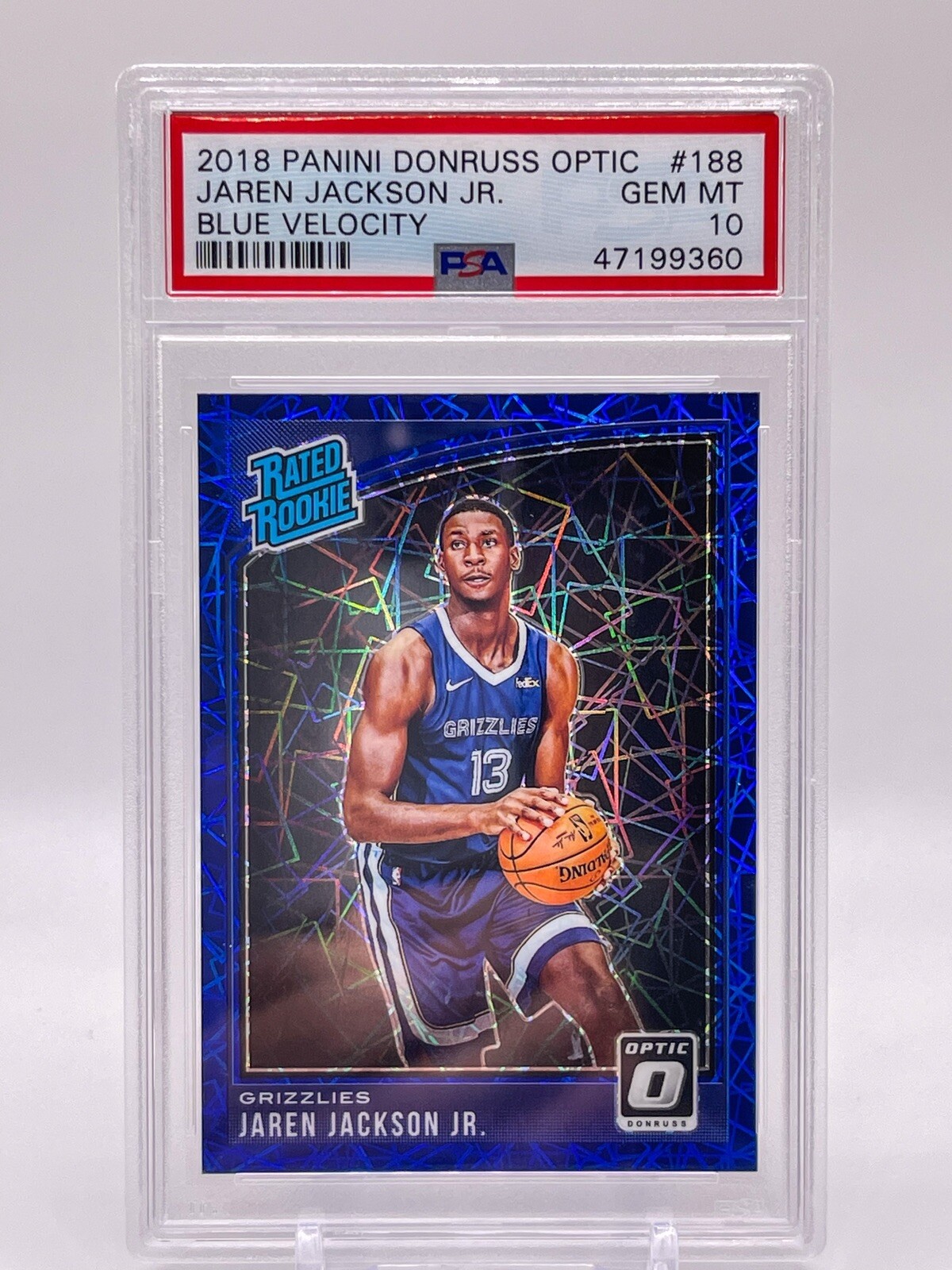 2018-19 Donruss Optic Blue Velocity PSA 10 Gem Mint Jaren Jackson Jr. RC #188