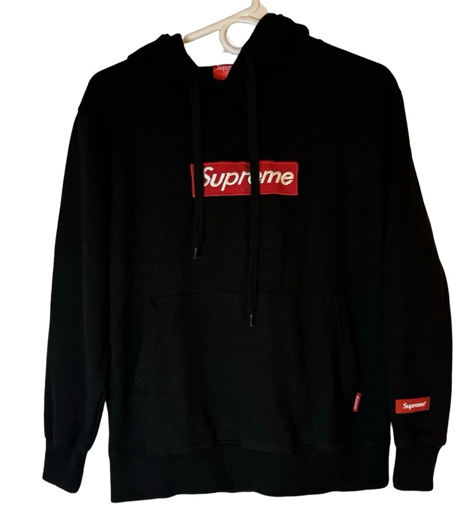 Pull à capuche homme Supreme Box Logo noir moyen avec poches kangourou logo capuche