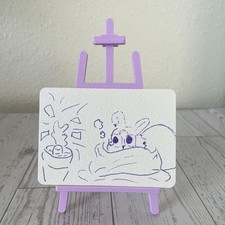 ACEO Original - bunny watching a carrot - colored pen - trading card by Anaid