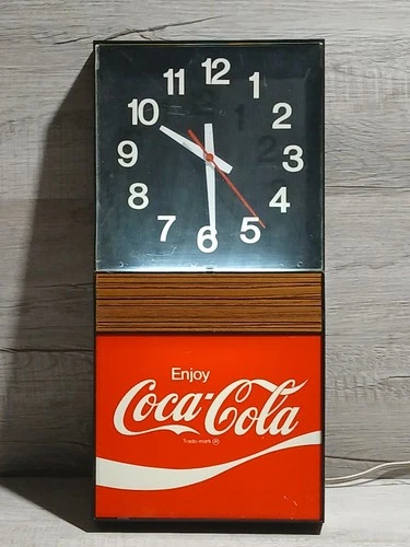 Vintage Coca Cola Advertising Light Up Clock 21"x10" Tested & Works