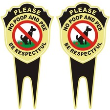 "2-Pack No Dog Poop Yard Signs Double-Sided Aluminum Lawn Garden 12""x6"""