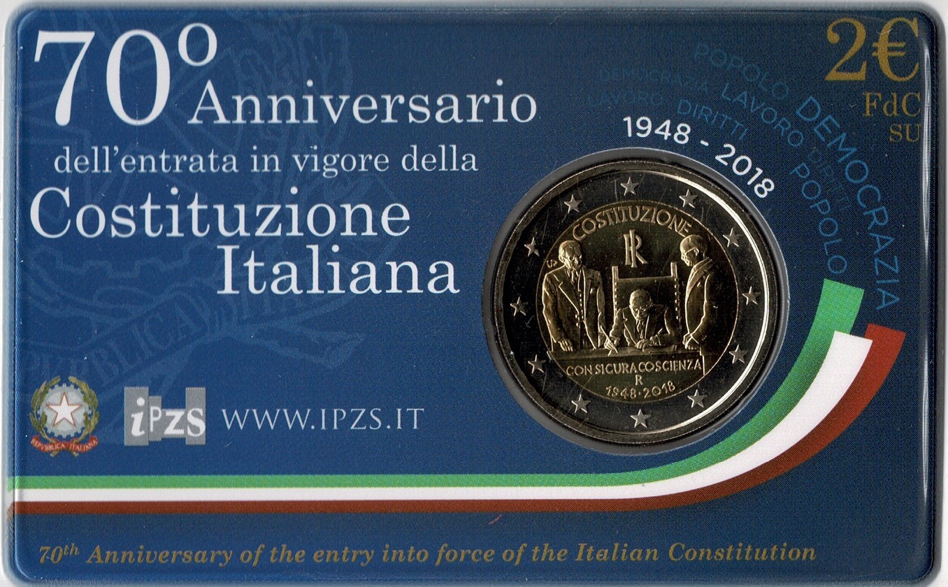 2018 ITALIA Pièce Commémorative 2 Euros Constitution - Coin Card - FDC MF136680