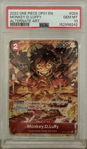 One Piece Monkey D Luffy OP01-024 Alt Art PSA 10 Romance Dawn English Gem Mint