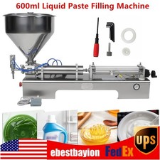 600ml Liquid Paste Filling Machine Pneumatic Bottle Pack Piston Filler+Hopper