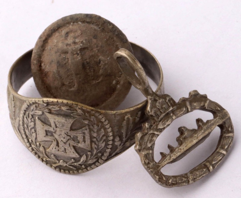 U-boat 800 Silver German imperial navy ring WW1 Pendant Submarine U-Boot WWI Set