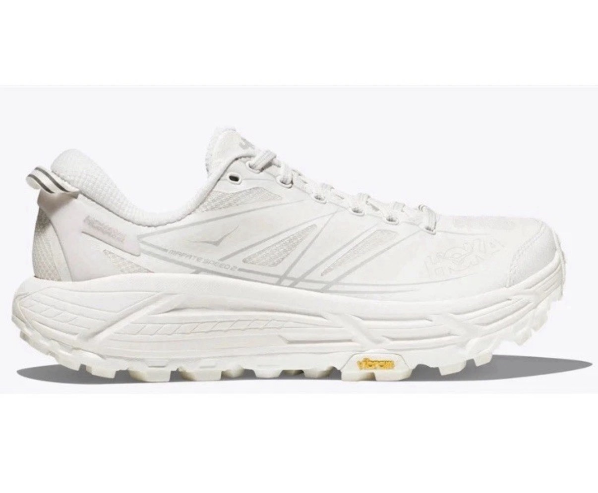 Men Size 8.5 Hoka Mafate Speed 2 White Lunar Rock Running Sneakers 1126851-WLRC